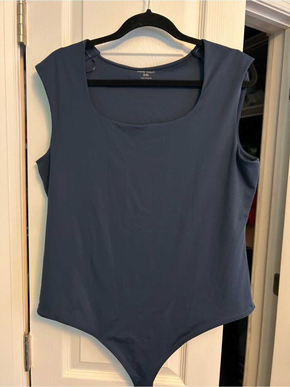 Nine West Navy Scoop Neck Sleeveless Bodysuit